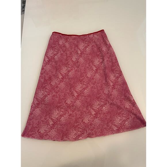Vintage Y2K Knee Length Snake Print Skirt Pink Lined Size L Elastic Waist - Picture 5 of 6
